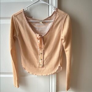 We The Free Apricot Long Sleeve Top